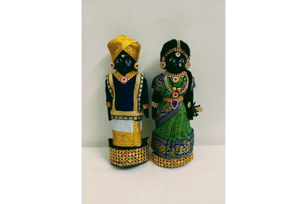 Decorated Wooden Marapachi Doll Pair - Puja Celebrations
