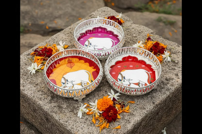 Traditional German Silver Serving Tray for Marriage and Puja Functions