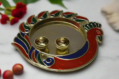 Single Peacock Kumkum Cups - Puja Celebrations