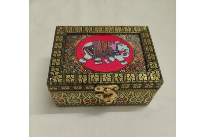Tanjore Print Wooden Jewel Box