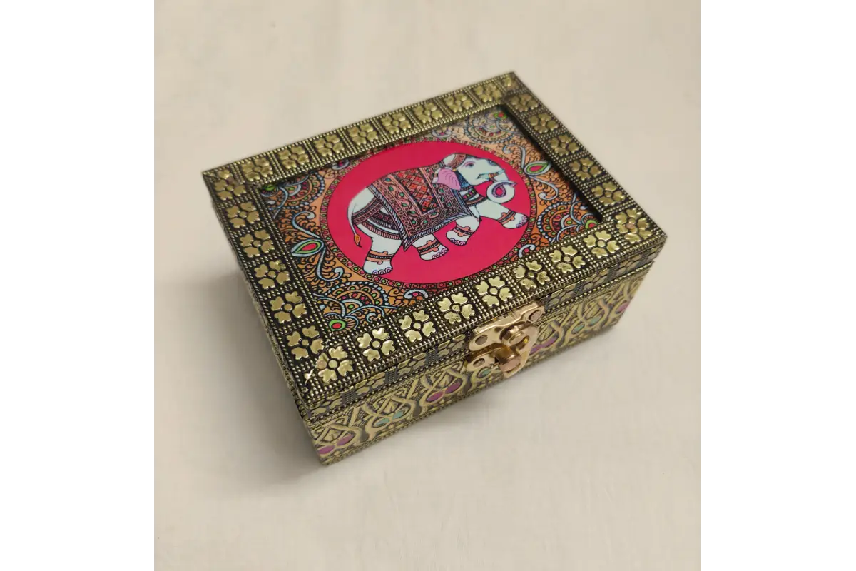 Tanjore Print Wooden Jewel Box