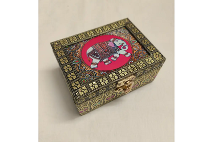 Tanjore Print Wooden Jewel Box