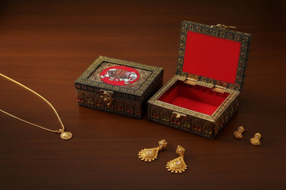 Tanjore Print Wooden Jewel Box