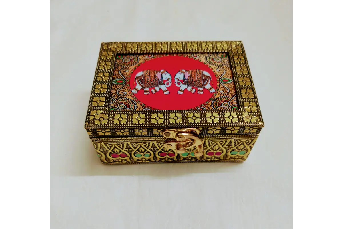 Tanjore Print Wooden Jewel Box