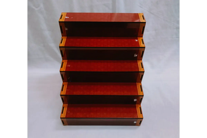 Dismantled DIY flat packed parts of MDF mini Golu stand for easy storage