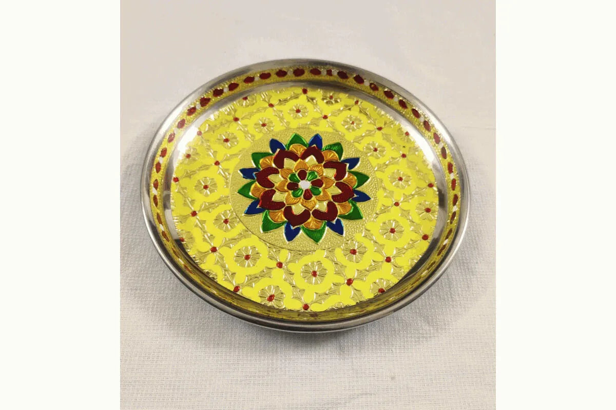 Meenakari Steel Plate - Puja Celebrations