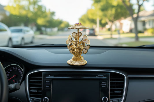 Ganesh Umbrella Gold Stand - Puja Celebrations