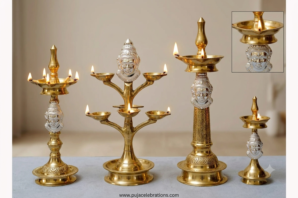 German Silver Goddess Gowri Face (Ammavaru Mukham) for Varalakshmi Puja and festival decoration - Puja Celebrations