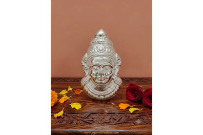 German Silver Goddess Gowri Face for Puja & Festivals (Ammavaru Mukham)