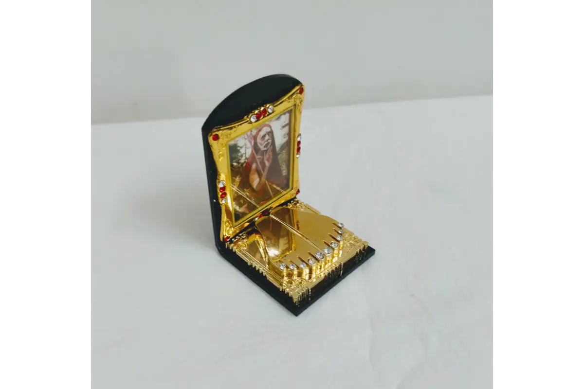 Gold foil and wooden finish Maha Periyava Charan Paduka frames 