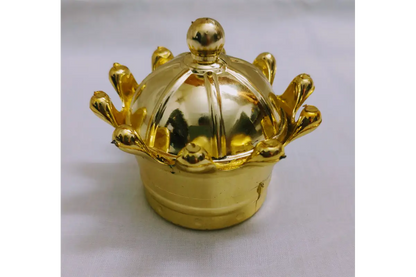 Close-up view of metallic gold finish and relief carving on fiber plastic gift box