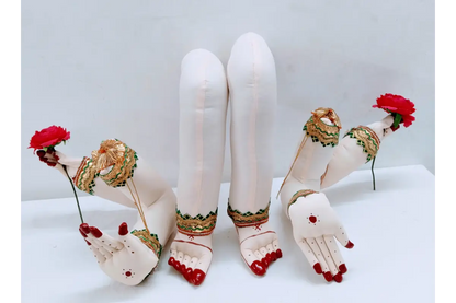 Varalakshmi Vratham kalash decoration using 4 hands and paadham set