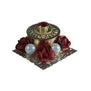 Metal Pearl Studded Kumkum Box - Puja Celebrations