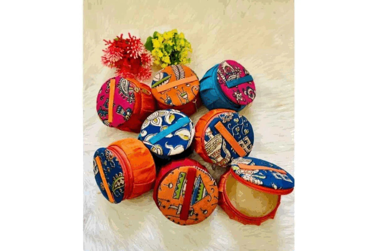 Round Kalamkari Bangle Box - Puja Celebrations
