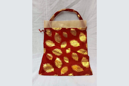 Satin Peacock Feather Potli – Budget Return Gifts Under ₹50