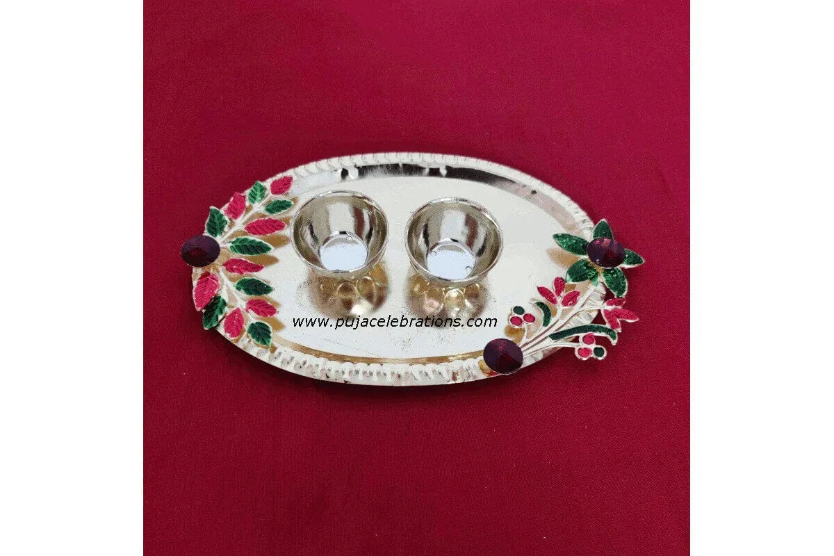 Double Peacock Plate Pooja Thali - Puja Celebrations