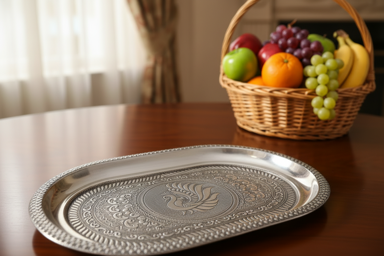 12-inch Decorative Steel Tray for Engagement Return Gifts