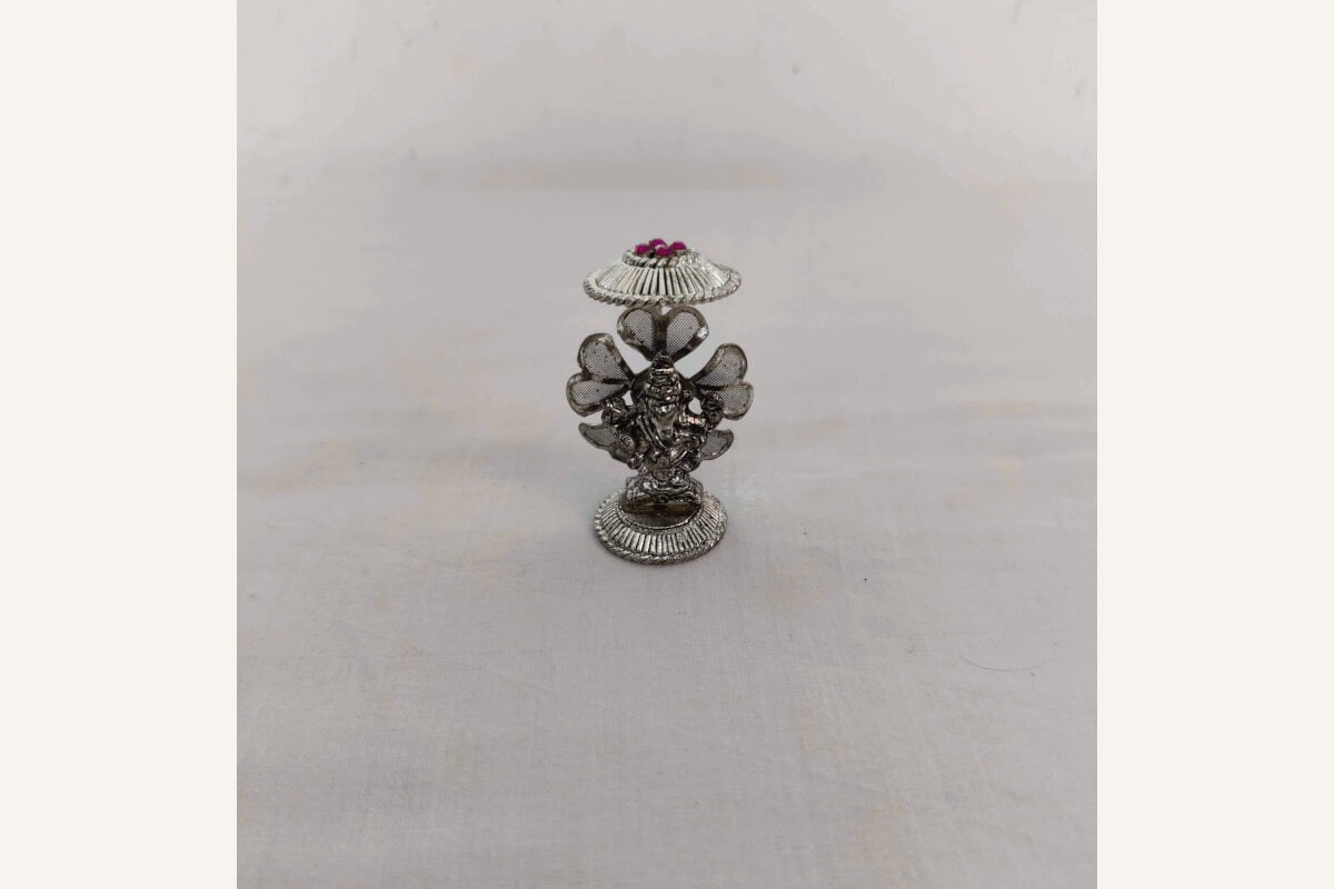 2-inch Antique Silver Ganesh Showpiece with Intricate Detailing
