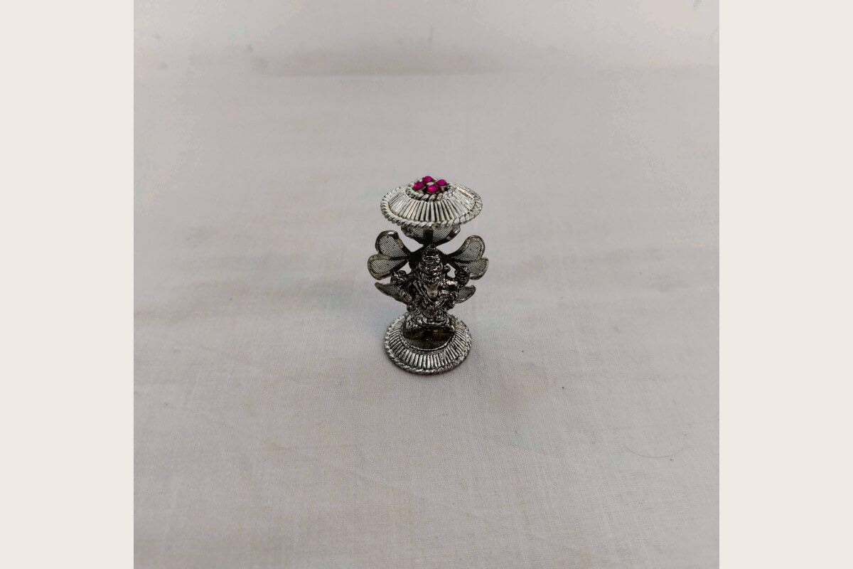 Compact Silver Finish Ganesha Idol for Office Desks and Car Dashboards