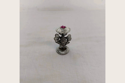 Compact Silver Finish Ganesha Idol for Office Desks and Car Dashboards