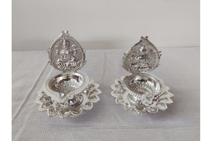 Lakshmi Silver Plated Diya Set