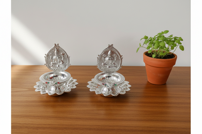 Lakshmi Silver Plated Diya Set