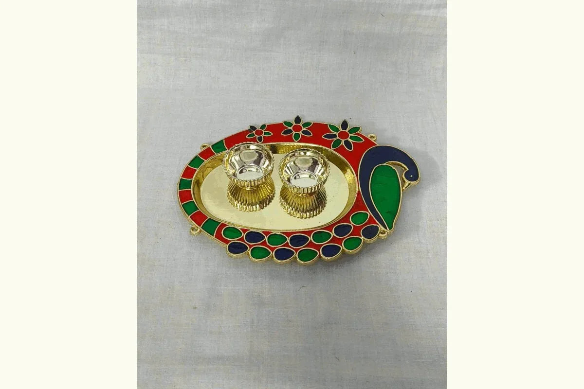 Single Peacock Kumkum Cups - Puja Celebrations