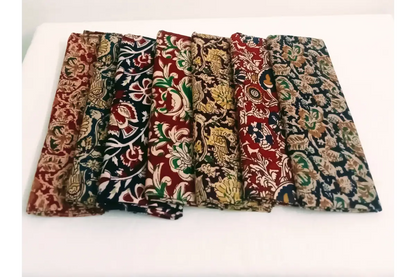 Traditional hand-block printed Kalamkari cotton blouse bit for saree matching and return gifts - Puja Celebrations