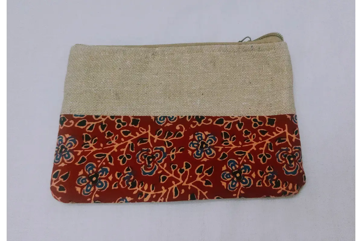 Handcrafted Kalamkari printed purse arranged with Haldi Kumkum for wedding and housewarming return gifts