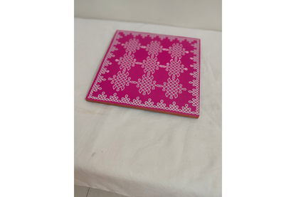 Assorted South Indian Kolam Rangoli designs on wooden manai patla chowkis available wholesale