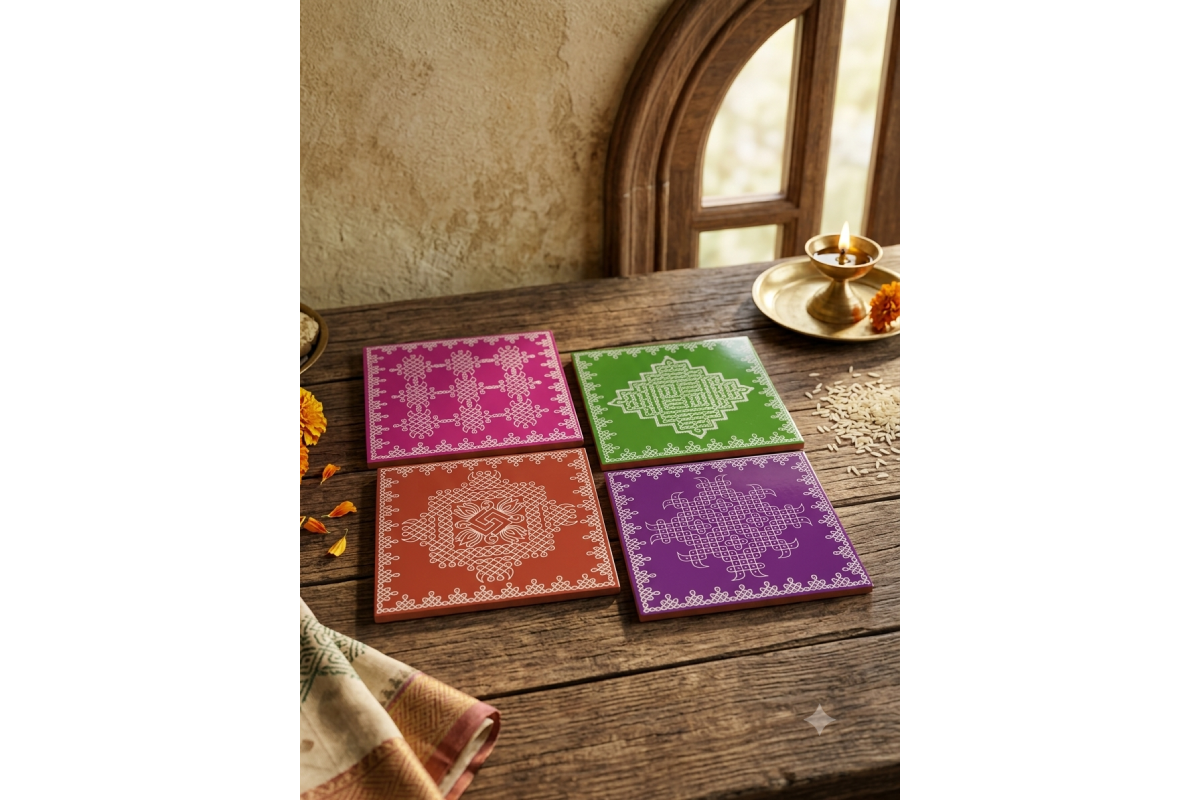 Handpainted Kolam Rangoli wooden manai patla pooja chowki for housewarming return gifts