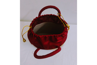 Traditional Korai dry grass potli bag with drawstring closure for wedding return gifts