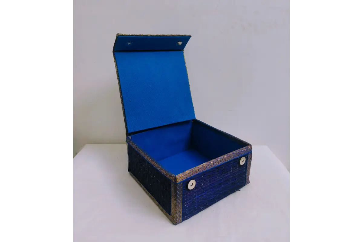 Open assembled Korai foldable gift box filled with dry fruits and sweets
