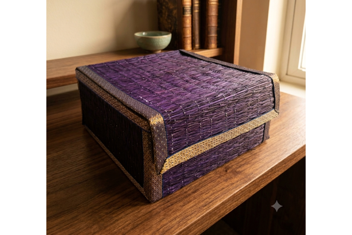 Eco friendly Korai foldable gift box assembled with lid for wedding return gifts