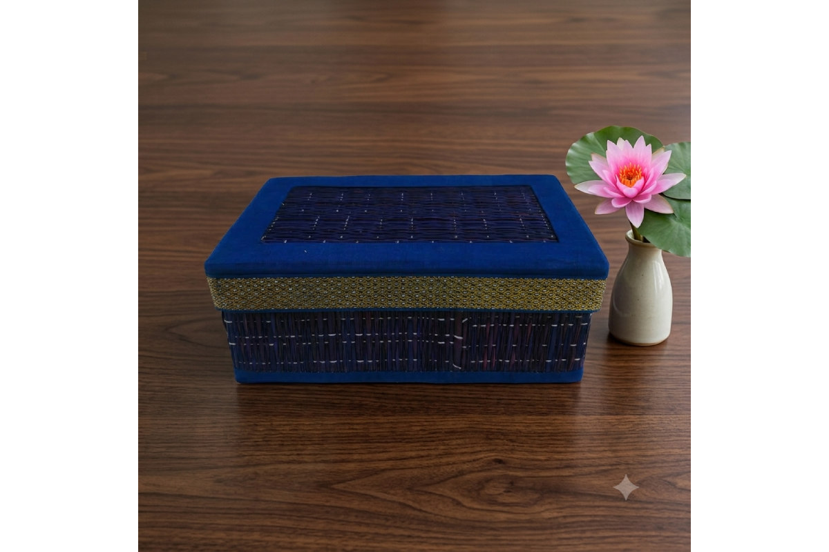 Traditional Korai grass gift box with lid for wedding return gifts - puja Celebrations