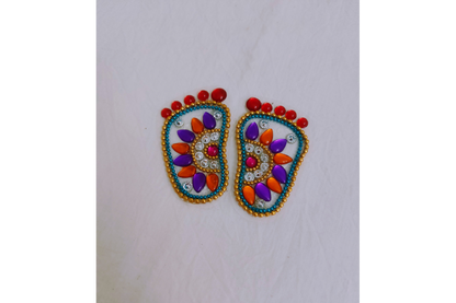 Pair of left and right Krishna Padam rangoli stencils available in acrylic materials