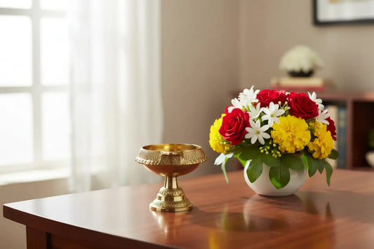 Traditional Brass Kubera Diya with Stand for Home Temple