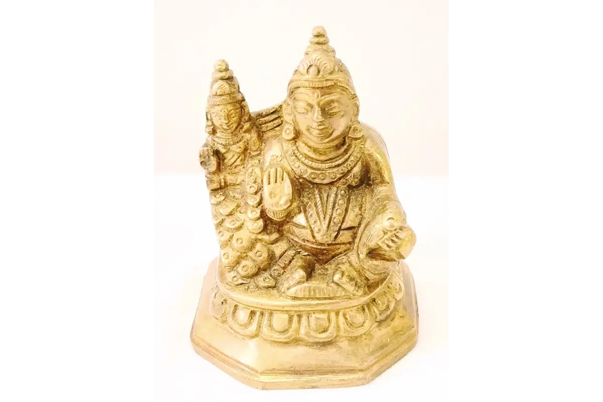 Detailed Lakshmi and Kubera Brass Figurine for Spiritual Gifting