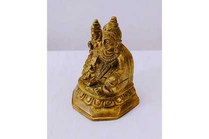 3-inch Handcrafted Brass Lakshmi Kubera Idol with Antique Finish