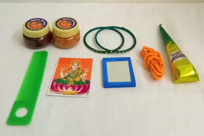 Traditional  glass bangles comb and mirror included in Sumangali pooja return gift kit