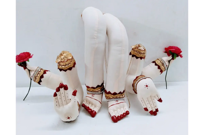 Varalakshmi Vratham kalash decoration using 4 hands and paadham set