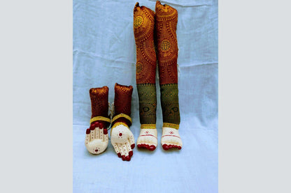 Decorated Pattu Zari Hastham Paadham - Puja Celebrations