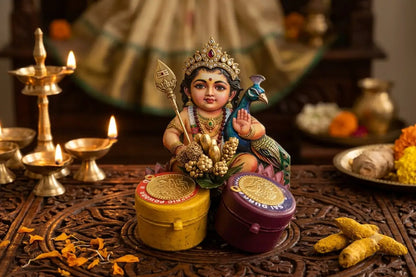 MDF Haldi Kumkum return gift set with fridge magnet for Navaratri and Varalakshmi Vratham