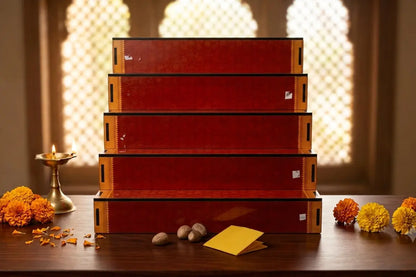 Close-up view of smooth precision cut slot assembly on 5 tier MDF mini Golu stand