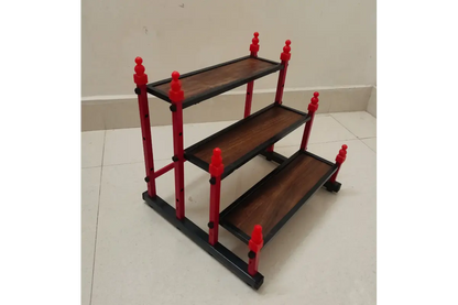 3-tier mini Golu padi stand for Navaratri tabletop doll display