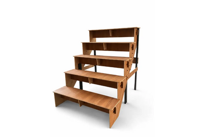 Easy tool-free assembly process of interlocking wooden Golu stand steps