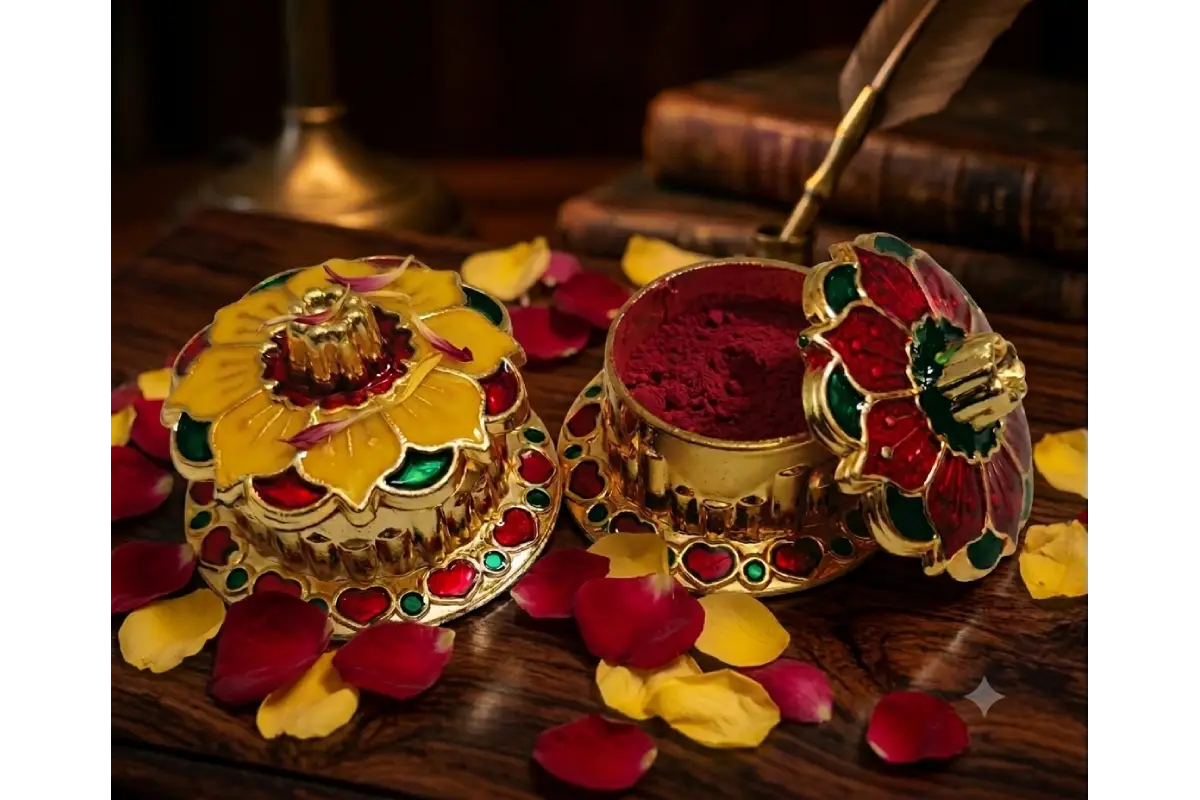Set of 10 new Meenakari design Kumkum boxes arranged for wedding return gifts