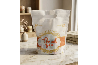 Non-woven Thank You thamboolam bag with loop handles for wedding return gifts