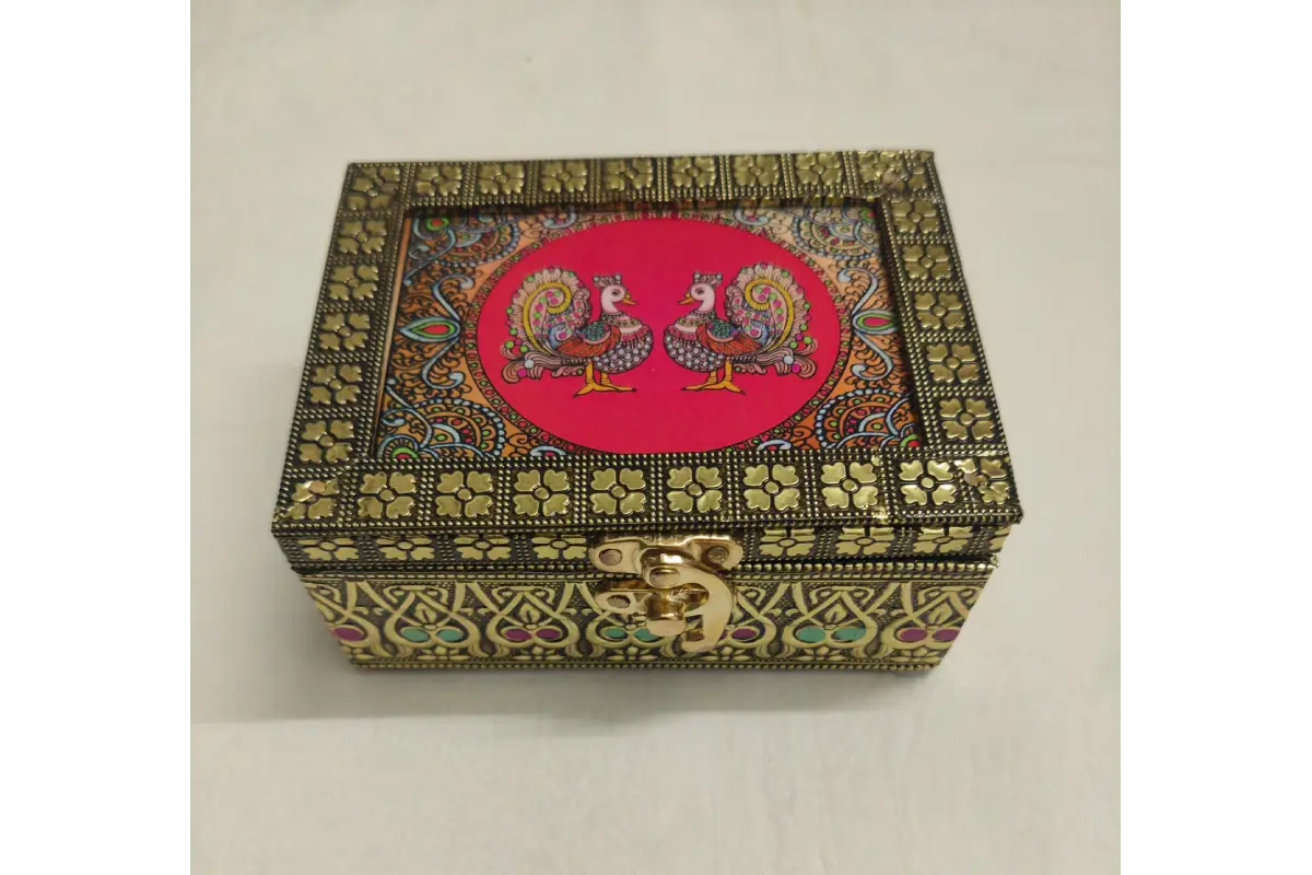 Tanjore Print Wooden Jewel Box