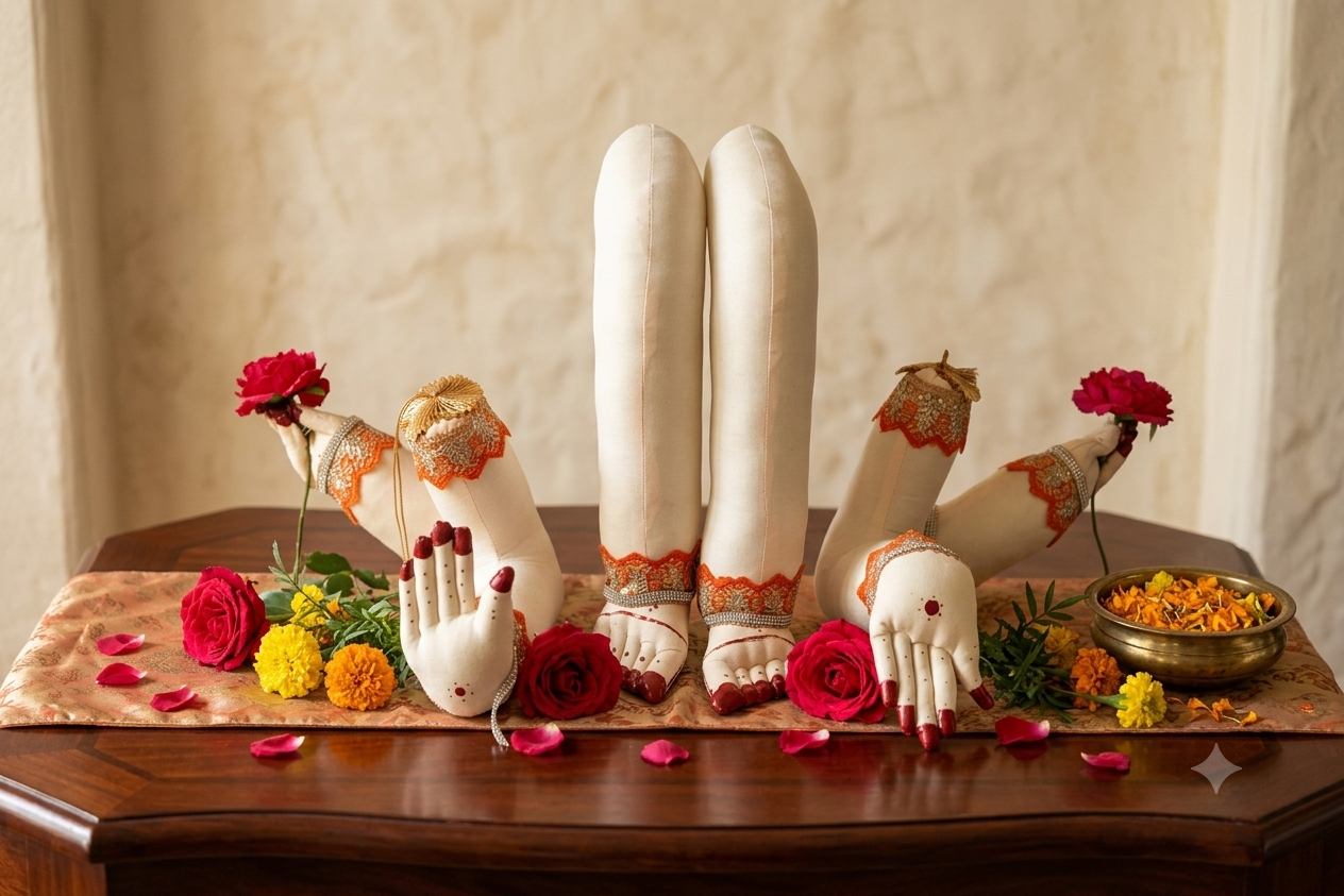 Adjustable stuffed cloth Lakshmi Devi Hastham hands set with bangles